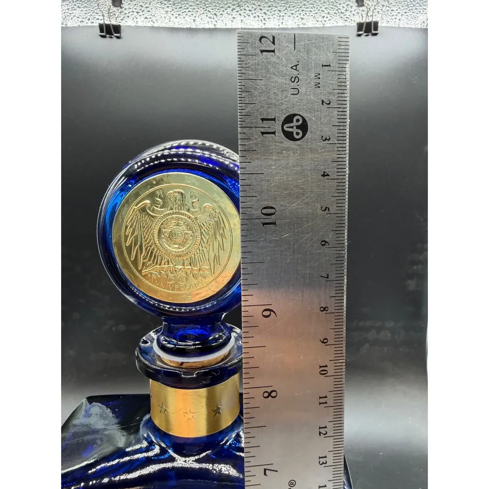 Vintage American Legion 50th Anniversary Cobalt Blue Glass Decanter J.W. Dant